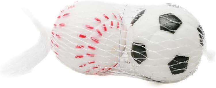 Daiso Pet Sports Ball - White/Red - Image 1